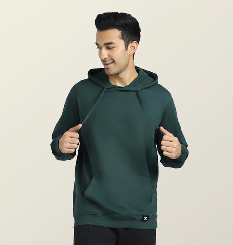 Men Green Cruze French Terry Cotton Hoodie